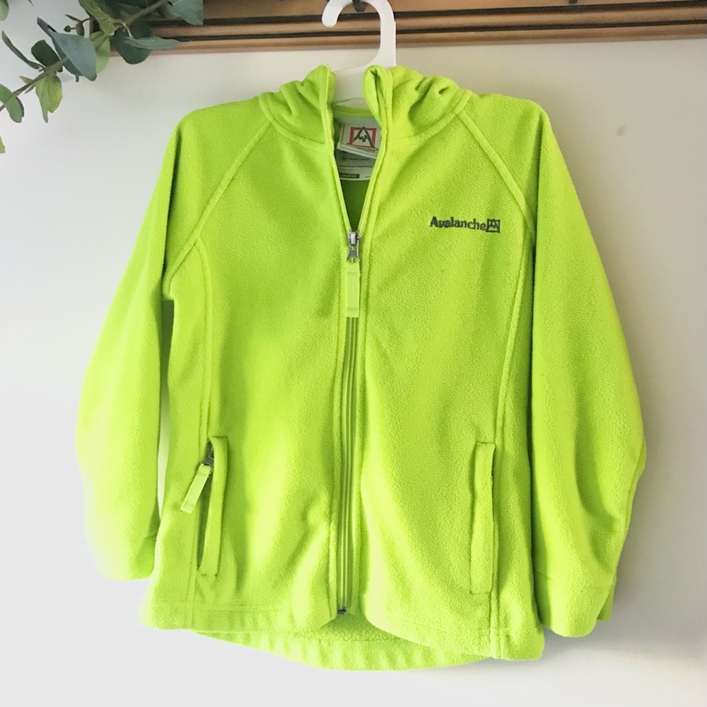 Avalanche Girls Neon Green Thermal Fleece Zip Up Hooded Jacket, 4 / 5